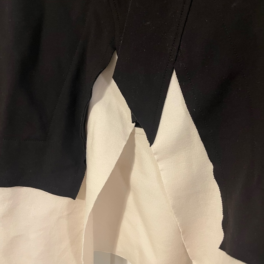 Planet By Lauren Color Block Open Front Jacket Black Cream Made in USA M/L (2) - Picture 4 of 16